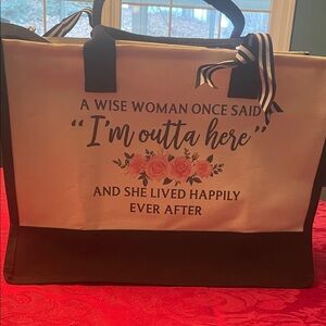 Celebrate retirement with this Inspirational Black and White Tote Bag. 12” x 17”